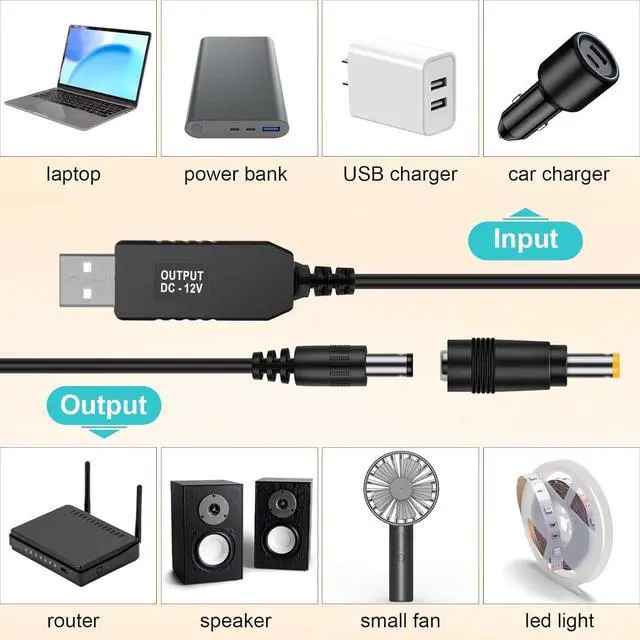 Alt view image 5 of 7 - USB Voltage Step Up Converter - DC 5V to 12V 3ft Cable with DC Jack 5.5 x 2.5mm or 5.5 x 2.1mm