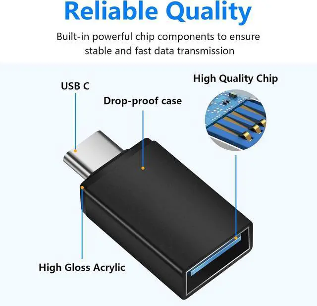 Alt view image 6 of 6 - 10 Pack USB C to USB3.0 Adapter Type C Male to USB Female Adapter for Smartphone PC Laptop Tablet Keyboard