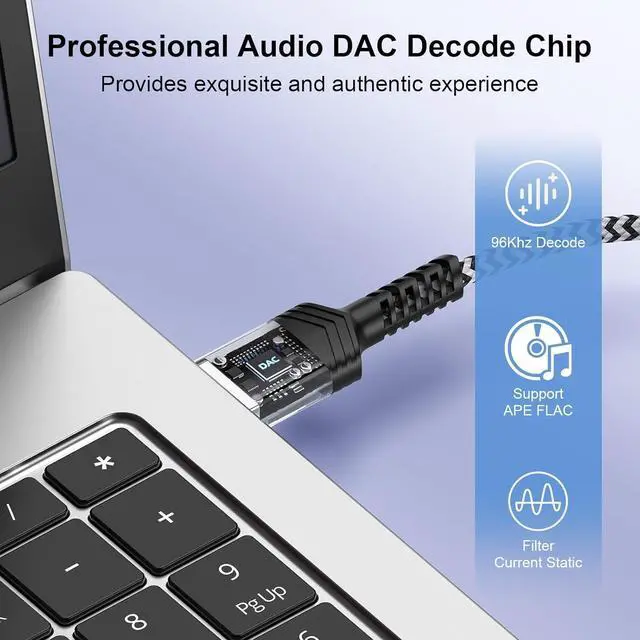 Alt view image 4 of 7 - USB to 3.5mm Male AUX Audio Jack Cable 3FT USB A to 3.5mm TRS Audio Cord Jack Adapter Nylon Braided Stereo AUX Cable for PC Compurter Speaker Headphones Laptop Mac OSX Desktop PS5 PS4 Windows