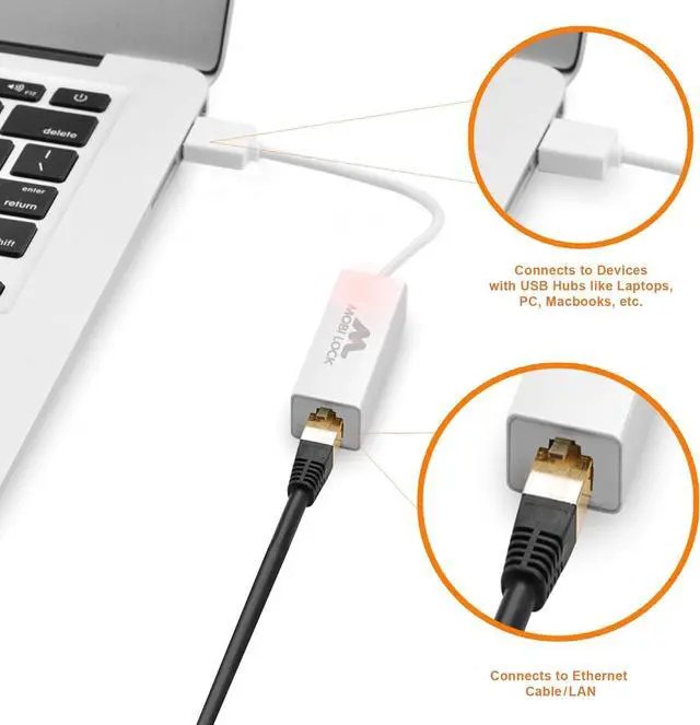 Alt view image 4 of 7 - USB Ethernet LAN Network Adapter Compatible with Laptops and All USB 2.0 Compatible Computers Including Windows 7 to 11 Vista Mac OS X and macOS - by
