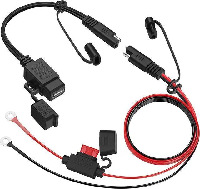 Main image of Motorcycle USB Charger SAE to USB Cable Adapter SAE Quick Disconnect 2.1A Waterproof USB Port with Inline Fuse Socket Cable 12V-24V for Motorcycle Cellphone Tablet GPS More
