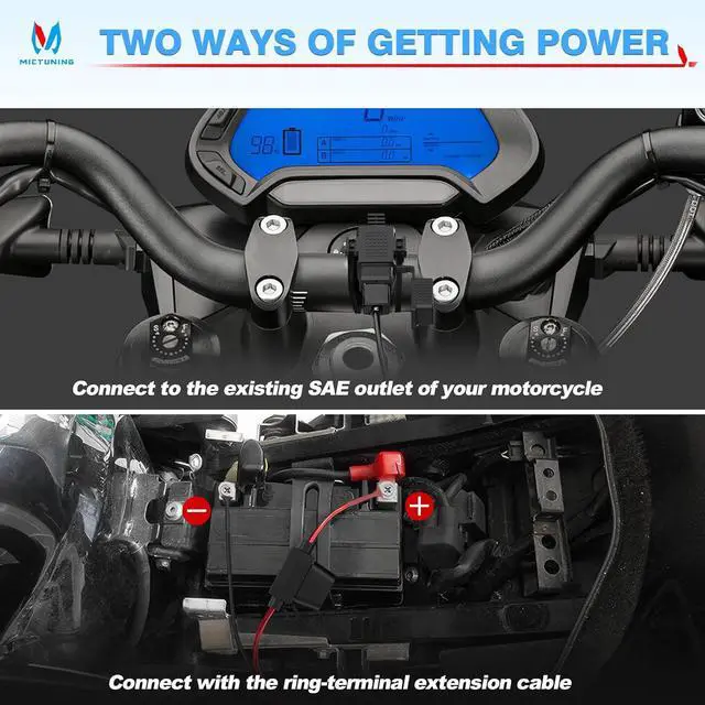 Alt view image 5 of 7 - Motorcycle USB Charger SAE to USB Cable Adapter SAE Quick Disconnect 2.1A Waterproof USB Port with Inline Fuse Socket Cable 12V-24V for Motorcycle Cellphone Tablet GPS More