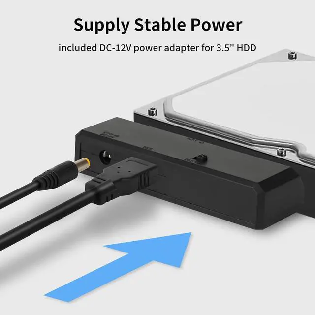 Alt view image 3 of 6 - SATA to USB Adapter for 2.5 3.5 Inch HDD/SSD Hard Drive Disk Optical Drive with 12VPower Adapter 2-in-1 SATA to USB Adapter