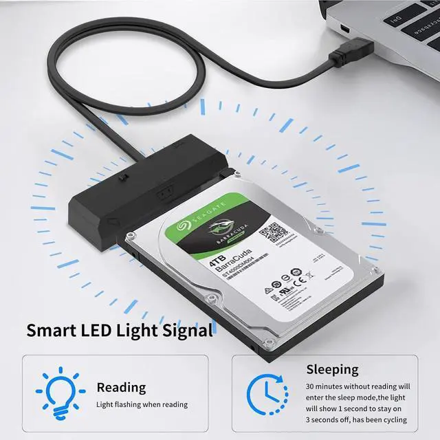 Alt view image 4 of 6 - SATA to USB Adapter for 2.5 3.5 Inch HDD/SSD Hard Drive Disk Optical Drive with 12VPower Adapter 2-in-1 SATA to USB Adapter