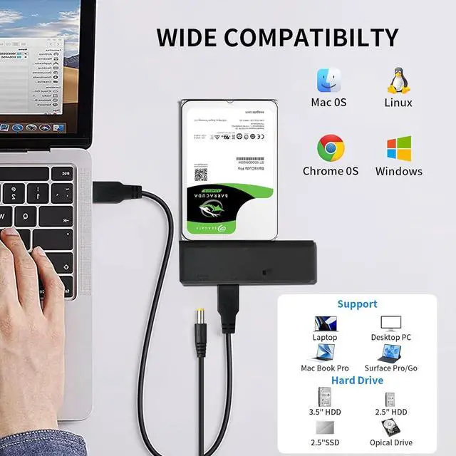 Alt view image 5 of 6 - SATA to USB Adapter for 2.5 3.5 Inch HDD/SSD Hard Drive Disk Optical Drive with 12VPower Adapter 2-in-1 SATA to USB Adapter