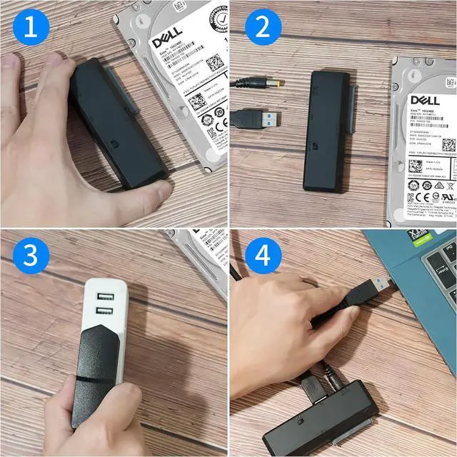 Alt view image 6 of 6 - SATA to USB Adapter for 2.5 3.5 Inch HDD/SSD Hard Drive Disk Optical Drive with 12VPower Adapter 2-in-1 SATA to USB Adapter