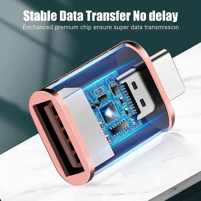 Alt view image 6 of 7 - USB C Adapter (2 Pack) High-Speed Data Transfer USB-C to USB 3.0 Female Adapter for MacBook Pro 2020 iPad Pro 2020  Notebook 9  XPS & More Type C Devices (Rose Gold)