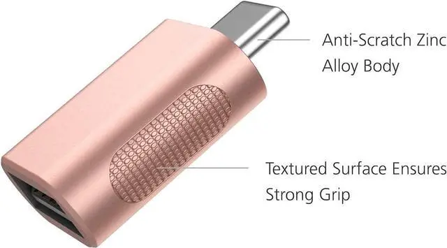 Alt view image 7 of 7 - USB C Adapter (2 Pack) High-Speed Data Transfer USB-C to USB 3.0 Female Adapter for MacBook Pro 2020 iPad Pro 2020  Notebook 9  XPS & More Type C Devices (Rose Gold)