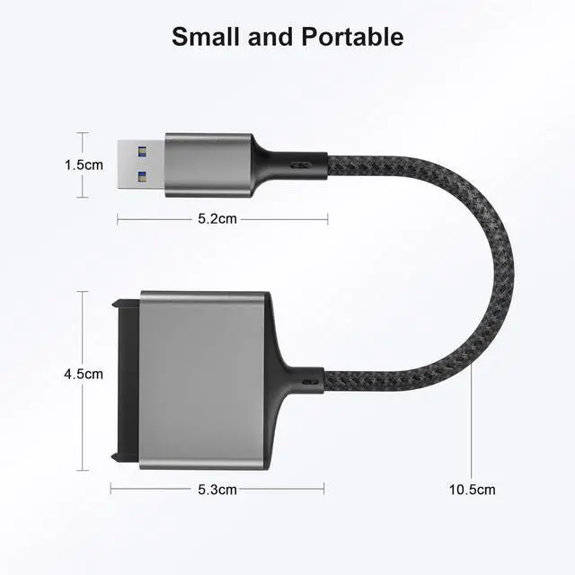 Alt view image 2 of 7 - USB Adapter for SATA Cable with USB C to USB Adapter USB A 3.0 to 2.5 SATA-III Hard Drive Reader for HDD/SSD External Converter Data Transfer for MacBook Pro Air 2022 Surface Go Laptop PC