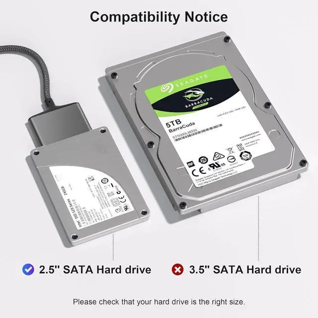 Alt view image 5 of 7 - USB Adapter for SATA Cable with USB C to USB Adapter USB A 3.0 to 2.5 SATA-III Hard Drive Reader for HDD/SSD External Converter Data Transfer for MacBook Pro Air 2022 Surface Go Laptop PC