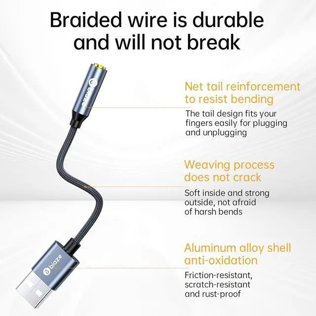 Alt view image 3 of 6 - USB to 3.5mm Jack Audio Adapter External Stereo Sound Card USB-A to Audio Jack Adapter with Auxiliary Stereo Converter Compatible with Desktop Laptop Mac Linux and More!