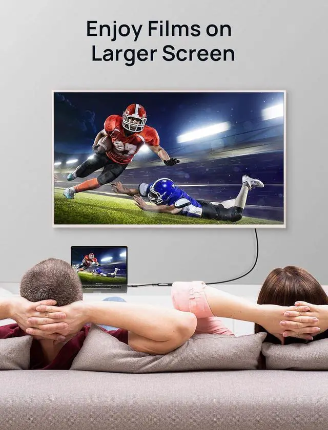 Alt view image 3 of 7 - USB C to HDMI Adapter 4K Type C to HDTV Female Adapter [Thunderbolt 3] Compatible with iPhone 16/15 Pro Max MacBook Pro/Air Surface Galaxy S21 S20 Ultra[Only USB C to HDMI]-Grey