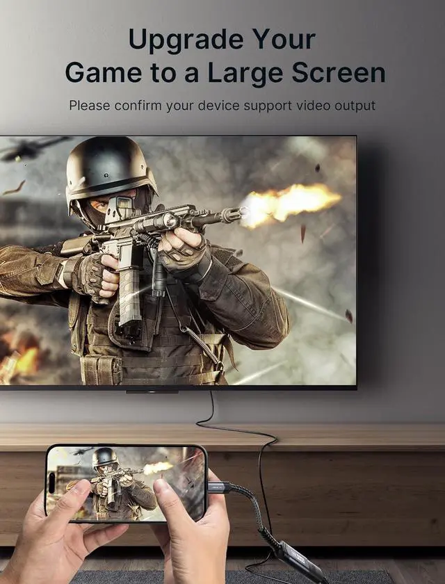 Alt view image 4 of 7 - USB C to HDMI Adapter 4K Type C to HDTV Female Adapter [Thunderbolt 3] Compatible with iPhone 16/15 Pro Max MacBook Pro/Air Surface Galaxy S21 S20 Ultra[Only USB C to HDMI]-Grey