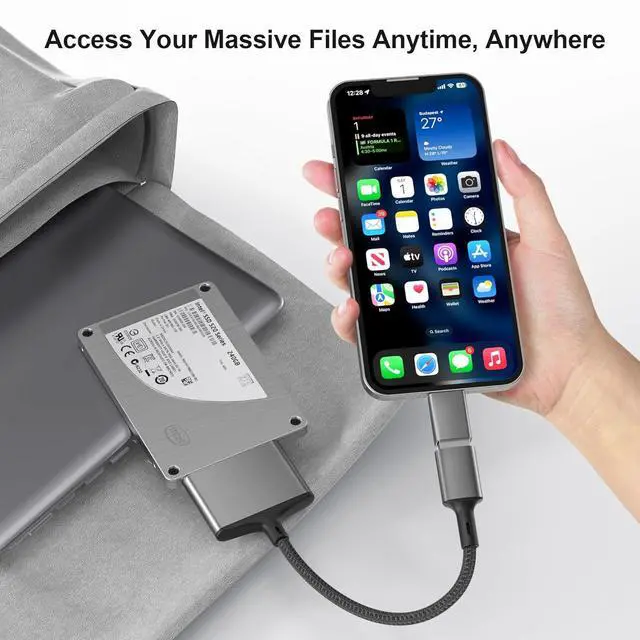 Alt view image 6 of 7 - USB Adapter for SATA Cable with USB C to USB Adapter USB A 3.0 to 2.5 SATA-III Hard Drive Reader for HDD/SSD External Converter Data Transfer for MacBook Pro Air 2022 Surface Go Laptop PC