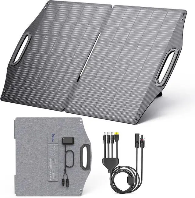 Main image of 100W Solar Panel w/USB-C(45W PD)+USB-A(Fast Charging 18W) & MC-4 Ports IP68 Waterproof Camping Essentials Folding Portable Solar Charger w/Kickstand for Power Stations Phones Tablets