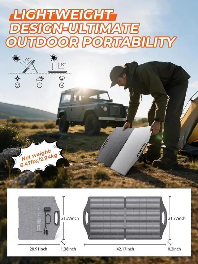 Alt view image 5 of 7 - 100W Solar Panel w/USB-C(45W PD)+USB-A(Fast Charging 18W) & MC-4 Ports IP68 Waterproof Camping Essentials Folding Portable Solar Charger w/Kickstand for Power Stations Phones Tablets