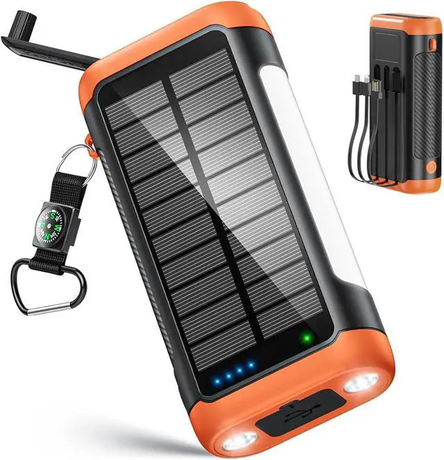 Main image of Solar Power Bank Portable Charger:66800mAh Built in Hand Crank and 3 Cables 22.5W Fast Charging Phone External Battery Pack(5 Outputs & 5 Inputs) with Camping Flashlights/Table Lamp/Compass