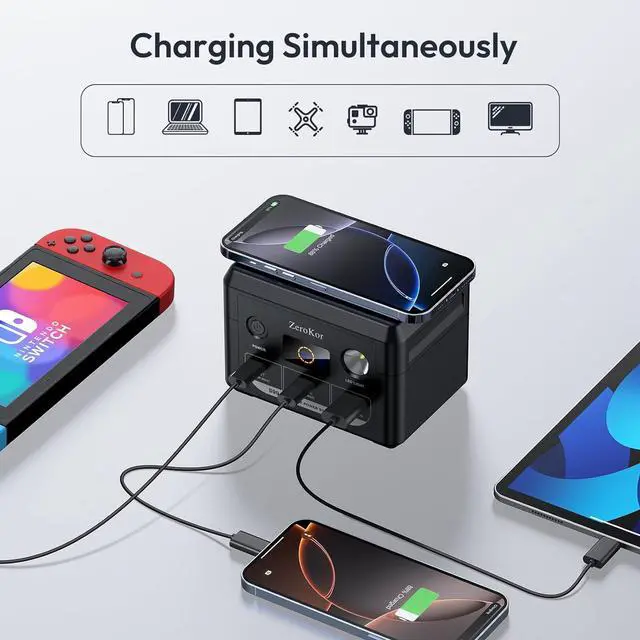 Alt view image 3 of 7 - 100W Portable Power Bank 96Wh Portable Power Station Laptop Charger Battery Bank 30000mAh External Battery Pack Backup Power Source for Outdoor Tent Camping RV Home Office Emergency