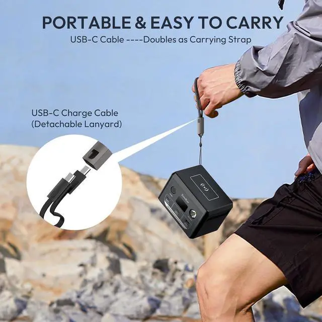 Alt view image 5 of 7 - 100W Portable Power Bank 96Wh Portable Power Station Laptop Charger Battery Bank 30000mAh External Battery Pack Backup Power Source for Outdoor Tent Camping RV Home Office Emergency