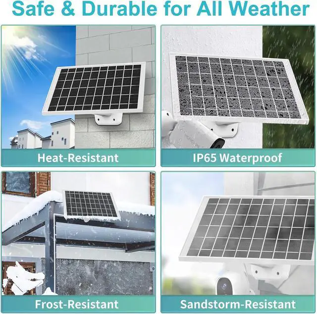 Alt view image 2 of 5 - 4 Pack Solar Panels for Outdoor Camera Micro USB & USB-C Solar Panel Charger 5V 6W 4W 3W Solar Panel for Security Camera Fit for Wyze Cam Outdoor a.nran Arlo Essential Simplisafe Eufy Cameras