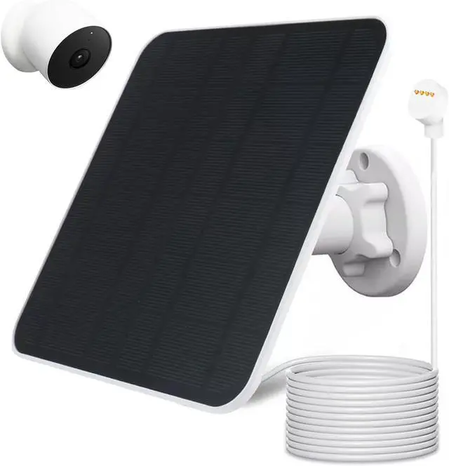 Main image of Solar Panel Charger Compatible with Google Nest Cam Outdoor or Indoor Battery - 2nd Generation 5W 13Ft Charging Cable