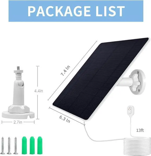Alt view image 5 of 5 - Solar Panel Charger Compatible with Google Nest Cam Outdoor or Indoor Battery - 2nd Generation 5W 13Ft Charging Cable