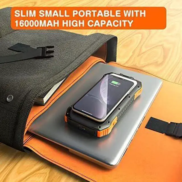 Alt view image 4 of 4 - Charger Compatible with  Galaxy S10e - Solar Wireless Rejuva PD Power Pack (16000mAh) Solar Powered Backup Power Bank - Jet Black