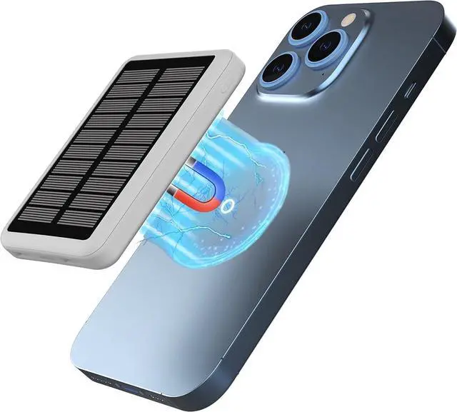 Main image of RABrand Solar Wireless Magnetic Power Bank 10000mAh Portable Charger with Solar Panel Strong Magnet 22.5W Fast Charging Solar Charging in All Type of Weather Compatible with iPhone 14/13/12
