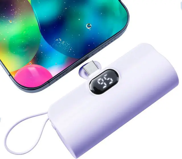 Main image of Mini Power Bank 5500mAh Portable Power Bank Dual USB-C Ports Cell Phone Power Charger LCD LED Display Battery Compatible with iPhone 16/15 plus/15 pro/15 pro Max/Android Phone//Moto/LG etc
