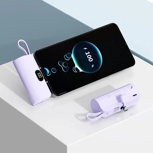 Alt view image 4 of 7 - Mini Power Bank 5500mAh Portable Power Bank Dual USB-C Ports Cell Phone Power Charger LCD LED Display Battery Compatible with iPhone 16/15 plus/15 pro/15 pro Max/Android Phone//Moto/LG etc