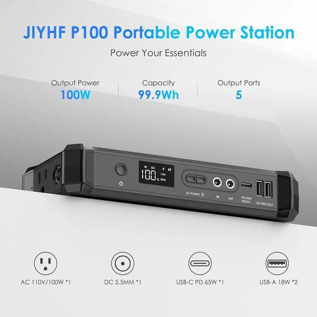 Alt view image 4 of 7 - Portable Power Bank with AC Outlet - 99.9Wh/27000mAh High Capacity Laptop Charger,100W + 65W PD USB-C 5521 DC Ports for Business Travel, Home & Outdoor, Emergency Backup Black