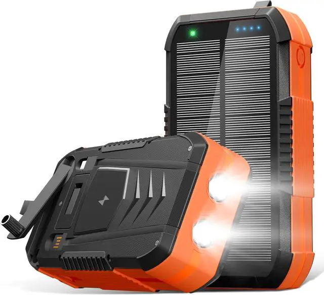 Main image of Solar Charger Wireless Power Bank 73200mAh Built in 2 Cables and Hand Crank Portable Charger 22.5W Fast Charger 6 Outputs & 4 Inputs External Battery Pack with Bright Flashlight and Compass