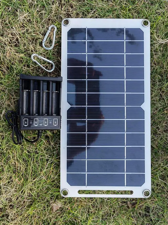 Alt view image 4 of 7 - HUYINGC Solar power Charger with 6 Watt Portable Solar Panel for 1.2V AA & AAA Ni-MH Ni-CD Household Rechargeable Batteries and with 5V USB Output for cellphone or other Batteries needed charging-Blac