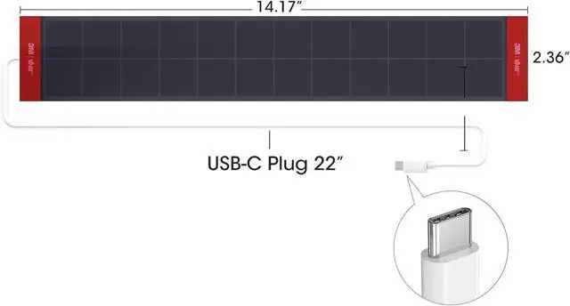 Alt view image 3 of 3 - Solar Panel Mobile Power USB-C Plug Mounted on Windows Charger for Roller Shades Black