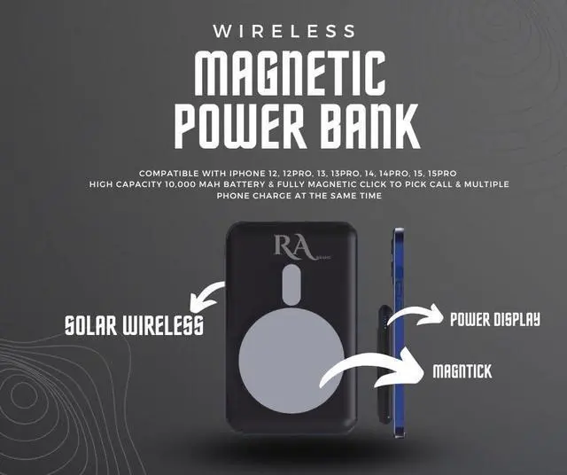 Alt view image 7 of 7 - Magnetic Charger Portable Charger Power Bank Phone Solar Charger Power Bank Fast Charging Portable Power Bank Portable Phone Charger Cellphone Wireless Charger 10000 mAh 126280