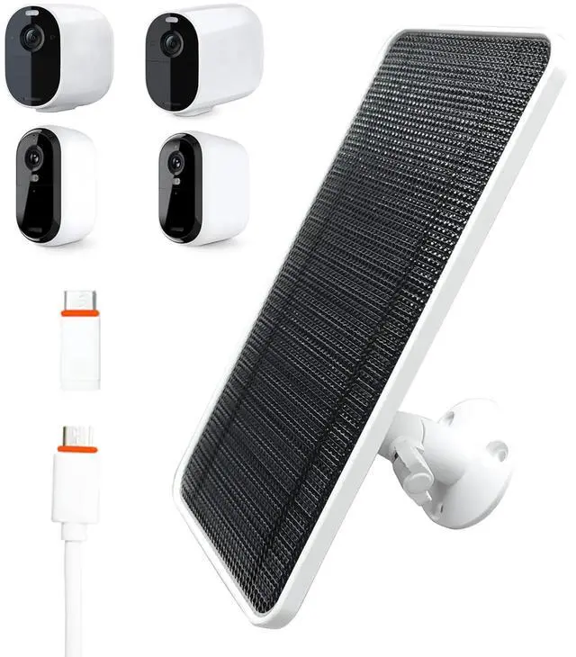 Main image of Solar Panel Charger for Arlo Essential/XL Spotlight Camera Arlo Essential 2K/2K XL Camera with 13FT Micro USB and Type-c Cable and Adjustable Aluminum Alloy Mount Solar Panel Charger(1 Pack)