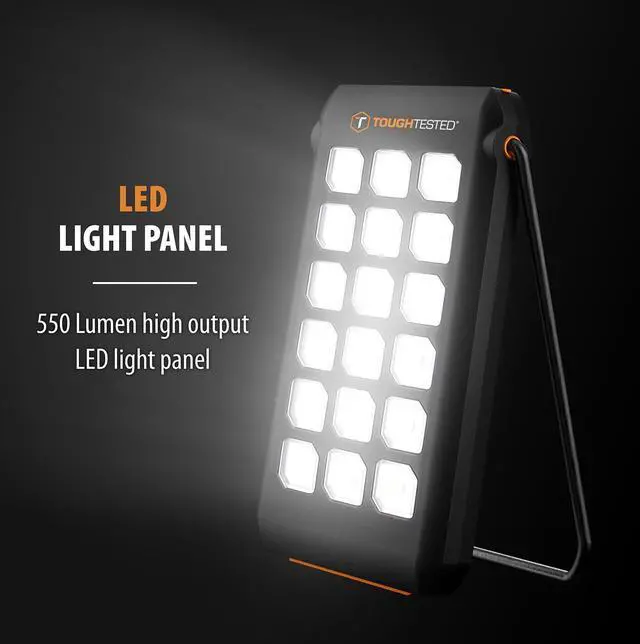 Alt view image 4 of 6 - ToughTested Dual 10,000 mAh Solar Power Portable Charger Battery Pack Power Bank IP44 Waterproof and 18 LED Flashlight