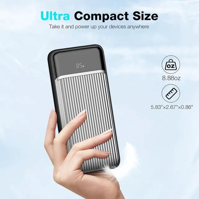Alt view image 2 of 7 - Portable Charger with Built in Cable 10000mAh LED Display with 4 Output high Speed External Battery Pack Travel Phone Charger Compatible for iPhone  iPad Android Black