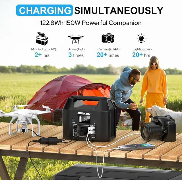 Alt view image 4 of 7 - Portable Power Station 122.8Wh LiFePO4 Battery Solar Generator for Home Use 150W Power Bank with AC Outlet for Camping RV Emergency Backup