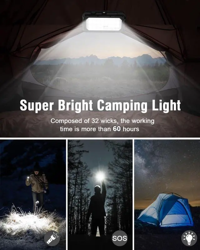 Alt view image 2 of 6 - Solar Charger Power Bank 26800mAh Portable Charger QC3.0 Fast Charger Built-in LED Flashlight (SOS) and Camping Light Outdoor Power Bank with Compass for All Mobile Phones and Electronic Devices