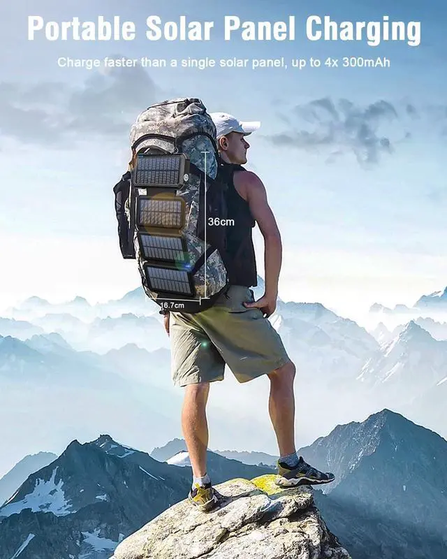 Alt view image 5 of 6 - Solar Charger Power Bank 26800mAh Portable Charger QC3.0 Fast Charger Built-in LED Flashlight (SOS) and Camping Light Outdoor Power Bank with Compass for All Mobile Phones and Electronic Devices