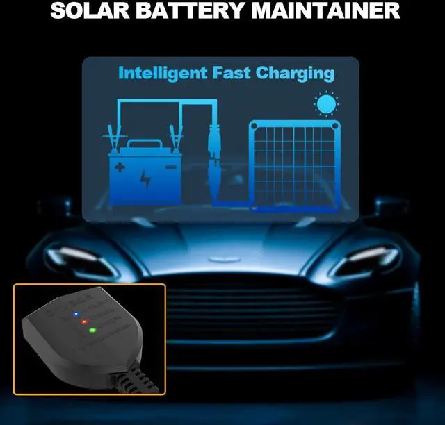 Alt view image 3 of 7 - 7.5W 12V Solar Panel Battery Charger Portable Waterproof Power Trickle Battery Charger & Maintainer for Car Boat Automotive RV with Cigarette Lighter Plug & Alligator Clip