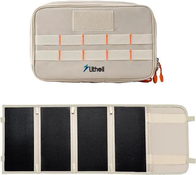 Main image of Litheli Portable Solar Panel with Bag 24W Mini Power Generation Charger for Phone & U20 Battery Foldable Lightweight USB-A and USB-C Ports Adjustable Stands (4-Panel)