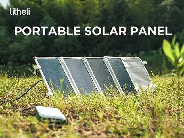 Alt view image 6 of 7 - Litheli Portable Solar Panel with Bag 24W Mini Power Generation Charger for Phone & U20 Battery Foldable Lightweight USB-A and USB-C Ports Adjustable Stands (4-Panel)