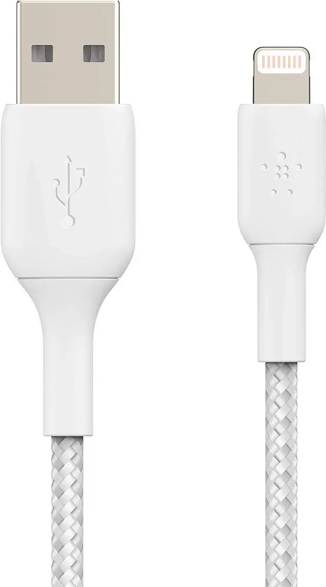 Alt view image 2 of 7 - BoostCharge Braided Lightning Cable - 6.6ft/2M - MFi Certified  iPhone Charger USB to Lightning Cable 6ft - iPhone Cable - iPhone Charger Cable -  Charger - USB Phone Charger - White