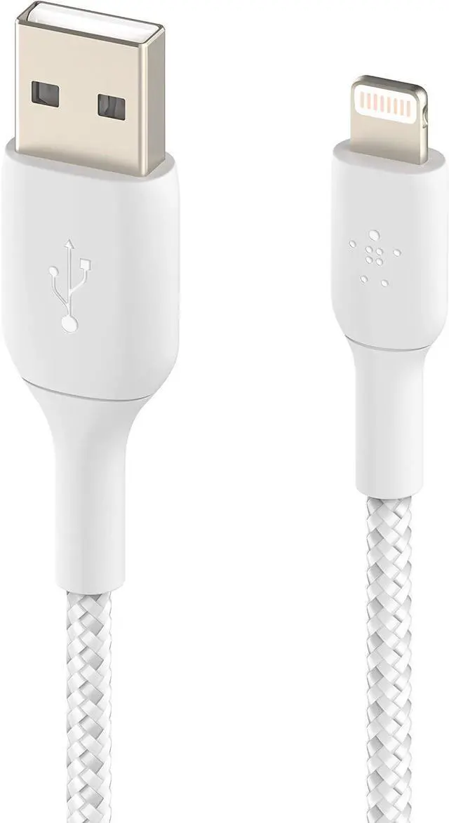 Alt view image 3 of 7 - BoostCharge Braided Lightning Cable - 6.6ft/2M - MFi Certified  iPhone Charger USB to Lightning Cable 6ft - iPhone Cable - iPhone Charger Cable -  Charger - USB Phone Charger - White