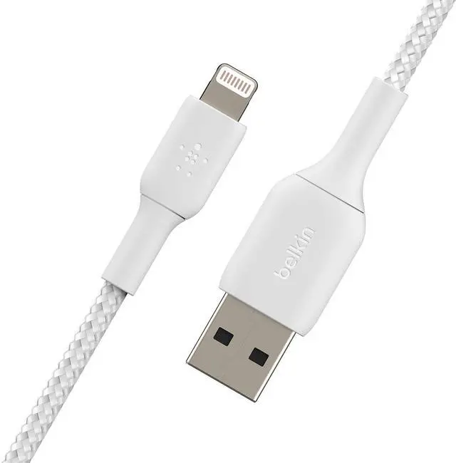 Alt view image 4 of 7 - BoostCharge Braided Lightning Cable - 6.6ft/2M - MFi Certified  iPhone Charger USB to Lightning Cable 6ft - iPhone Cable - iPhone Charger Cable -  Charger - USB Phone Charger - White
