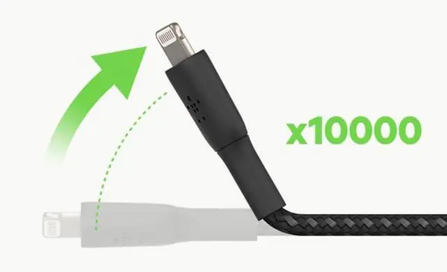 Alt view image 6 of 7 - BoostCharge Braided Lightning Cable - 6.6ft/2M - MFi Certified  iPhone Charger USB to Lightning Cable 6ft - iPhone Cable - iPhone Charger Cable -  Charger - USB Phone Charger - White