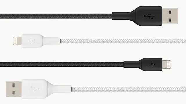 Alt view image 7 of 7 - BoostCharge Braided Lightning Cable - 6.6ft/2M - MFi Certified  iPhone Charger USB to Lightning Cable 6ft - iPhone Cable - iPhone Charger Cable -  Charger - USB Phone Charger - White
