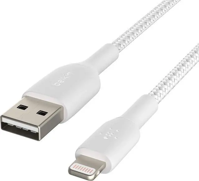 Alt view image 5 of 7 - BoostCharge Braided Lightning Cable - 6.6ft/2M - MFi Certified  iPhone Charger USB to Lightning Cable 6ft - iPhone Cable - iPhone Charger Cable -  Charger - USB Phone Charger - White